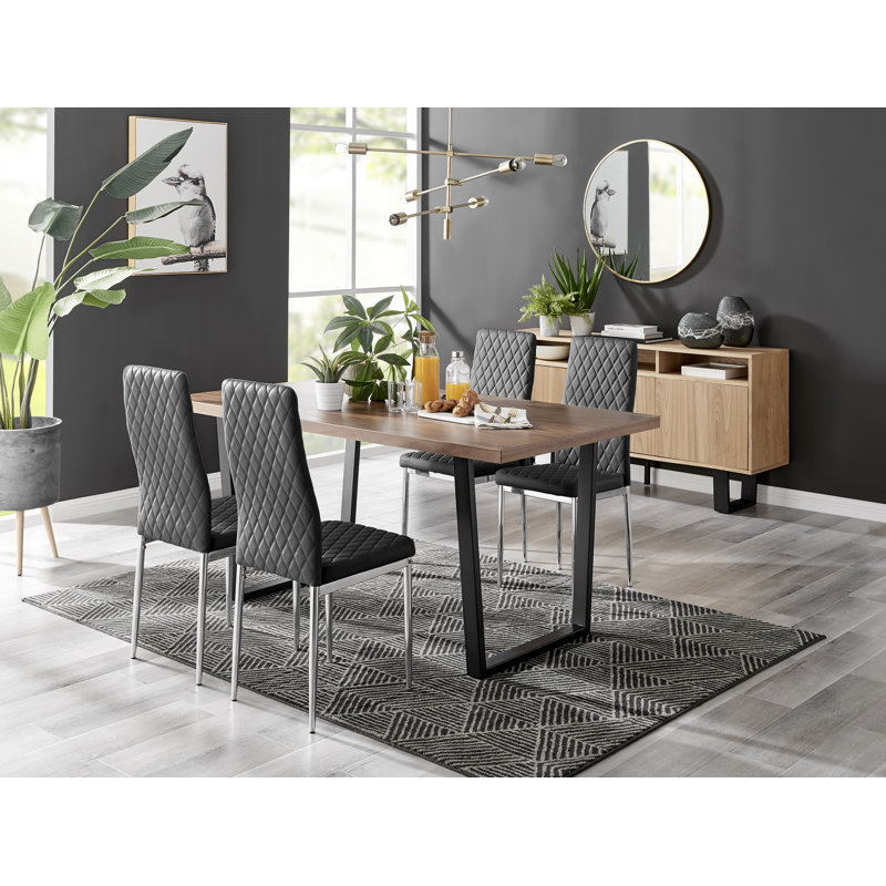 Eubanks 4 - Person Dining Set, Black/Silver
