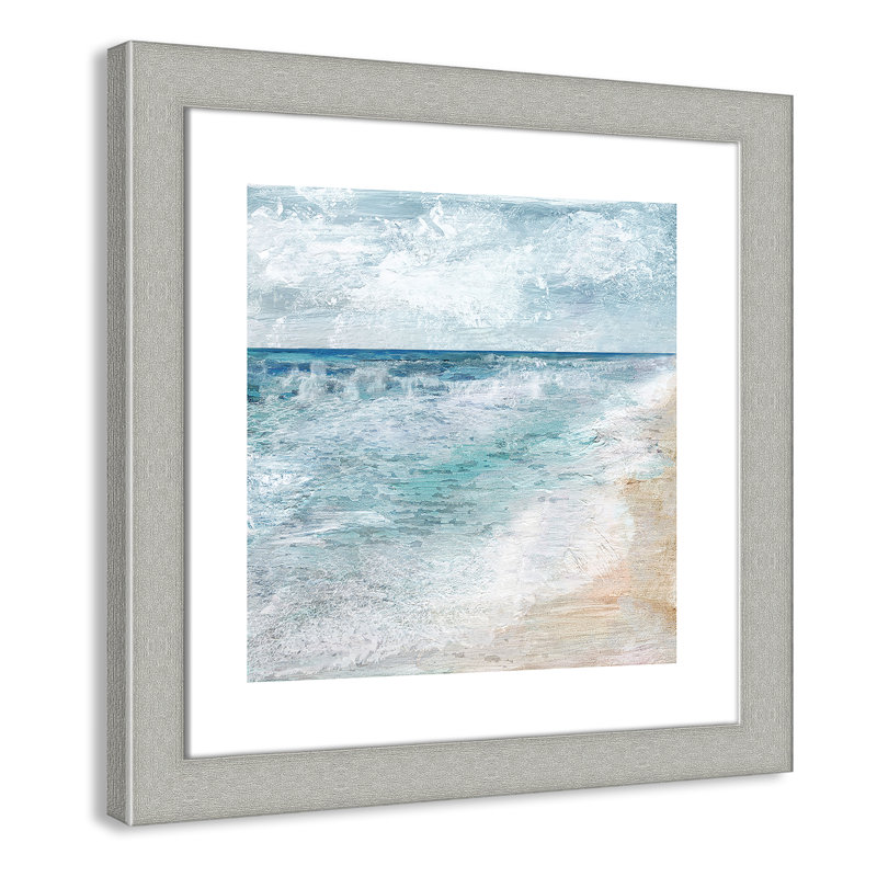 Balade au bord de l'eau - Peinture encadrée, Argent brossé, H 18,5 po x l 18,5 po x P 1,25 po