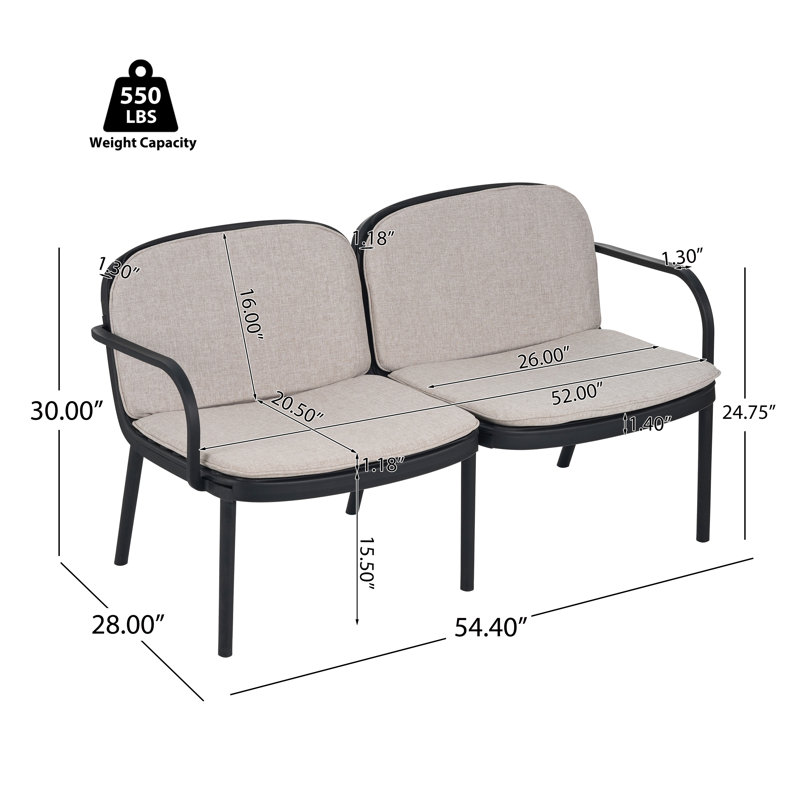 ENSEMBLE DE CHAT 3 pièces Luna, Coussin beige, structure noire