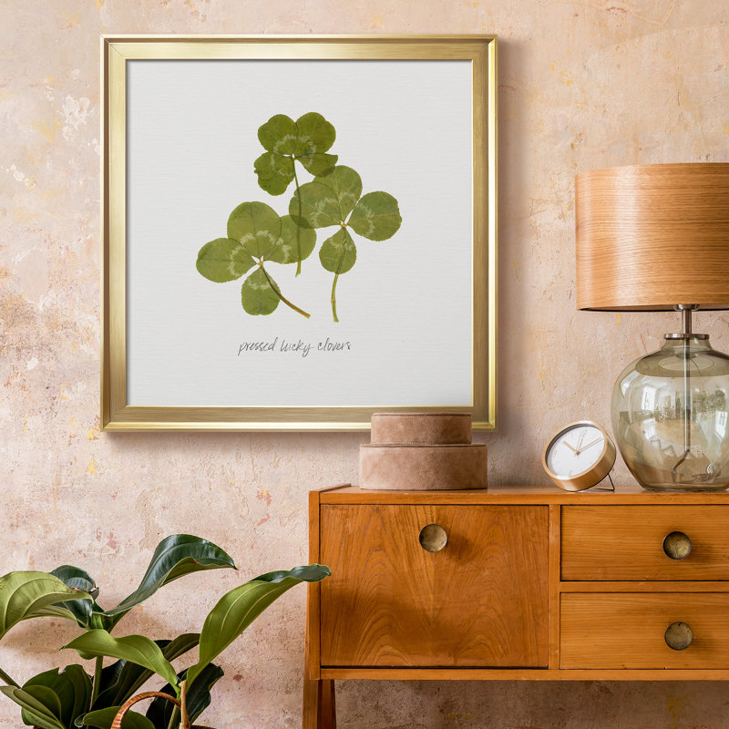 «Pressed Clover II», reproduction encadrée de qualité supérieure - prête à être accrochée, Toile avec cadre or, Pas de tapis