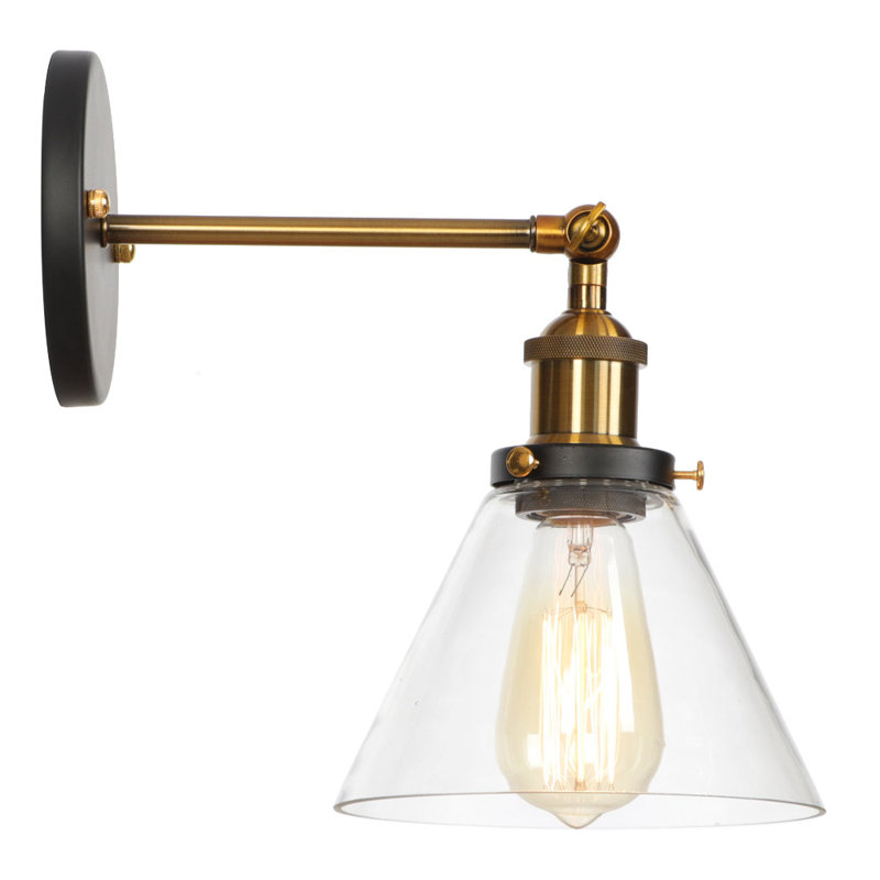 Mekhail 1 - Light Glass Shade Dimmable Classic Armed Wall Sconce, Black