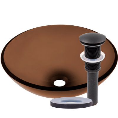Novatto 16.5'' Brown Glass Circular Bathroom Sink