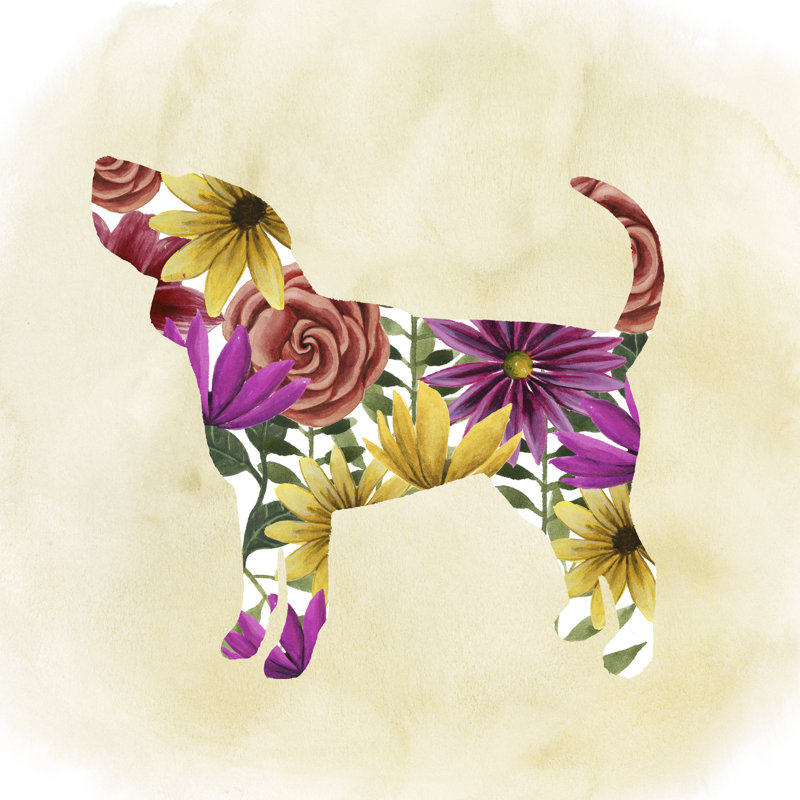 Flower Power Pup IV - Wrapped Canvas Print, 76cm H x 76cm W