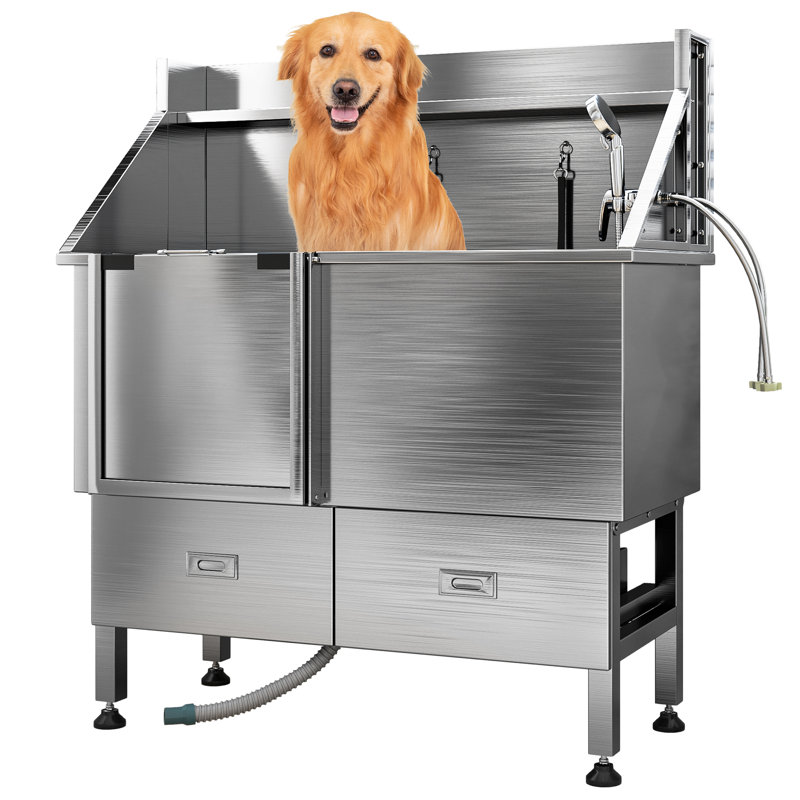 Baignoire pour chien professionnelle en acier inoxydable 304 (porte de gauche)