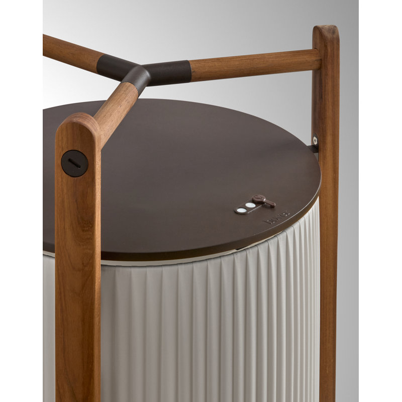 Kando - P/111/R Floor Lamp With Battery - Teakwood - Ribbon Shade, White