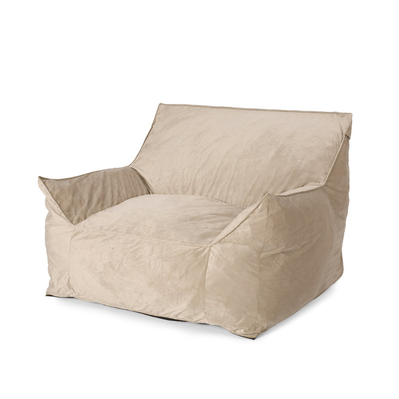  Fauteuil à billes en velours de coton taupe avec accoudoirs Allea