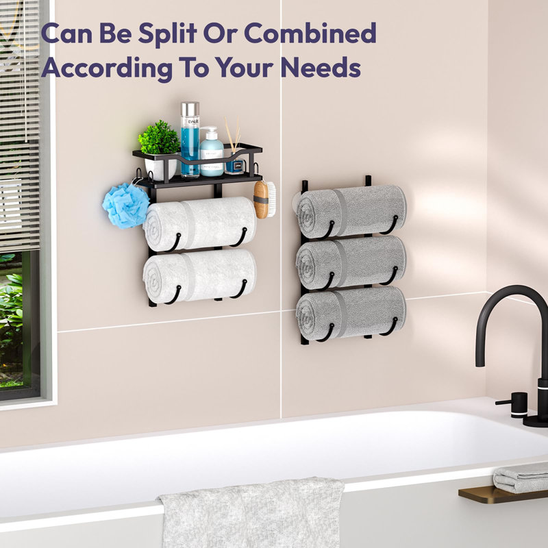 Over-the-Door Towel Rack, Black