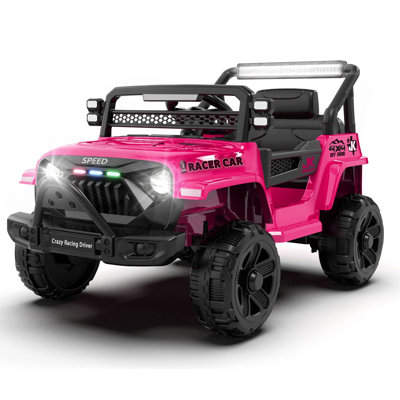 12V Kids Ride On Electric Truck Car W/Parents Control,2WD,Four-Wheel Suspension,Early Education Function,Adjustable Volume,USB,MP3,Bluetooth,Microphone Jack,Power Display,LED Lights For Kids Aged 1-4.