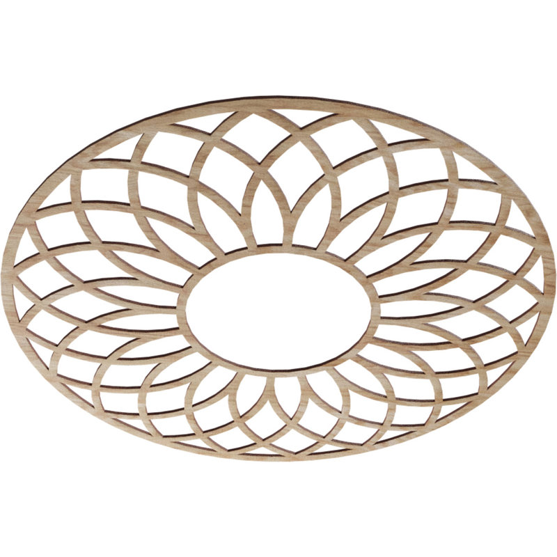 Médaillon de plafond en bois ajouré Cannes, Chêne rouge, H 36 po x l 36 po x P 0,38 po
