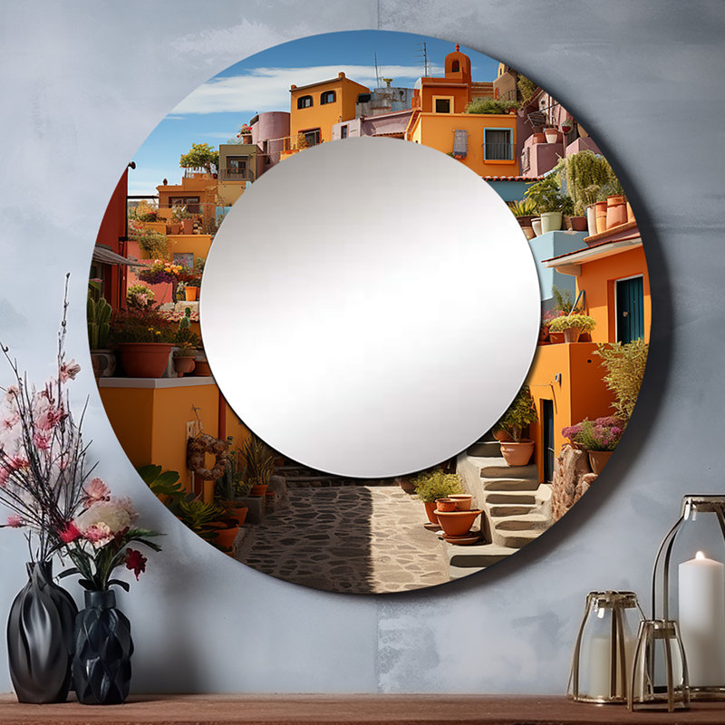 Shanoah, coloré, Mexique, coloré, Casas, ce miroir mural décoratif, 23 po x 23 po