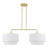 2 Light Soft Gold Large Linear Chandelier With Hand Crafted Off-White Color Fabric Hardback Shades-1979078122