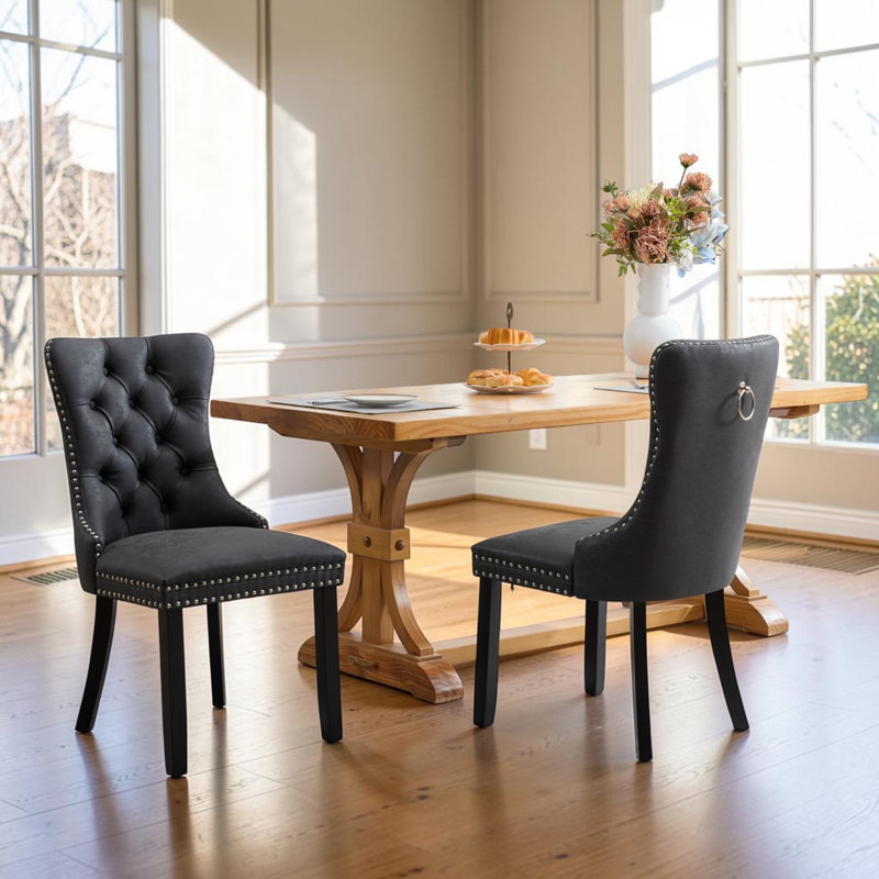 Chaise parsons rembourrée Seita, 4, Noir