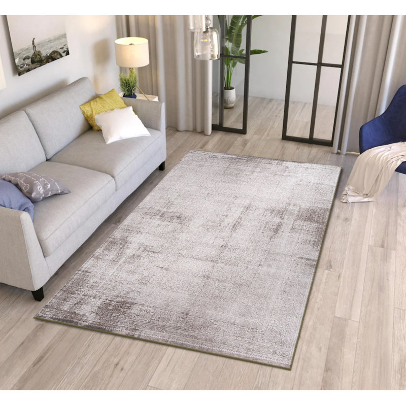Tapis à motif abstrait en vison beige, Rectangle 5 pi x 7 pi 7 po