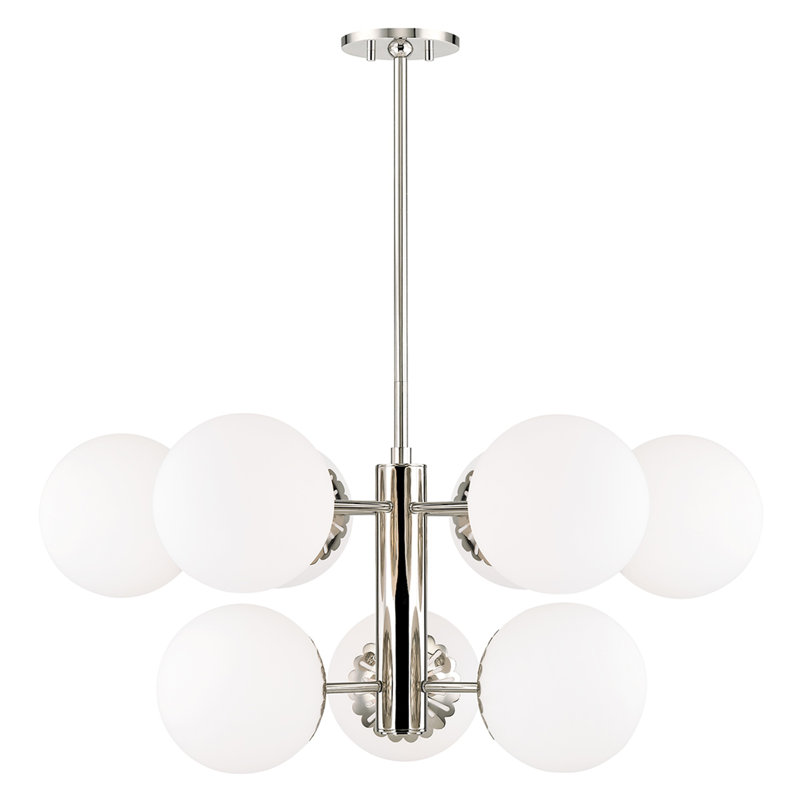 Lustre linéaire moderne Spoutnik à 9 lumières Deniaud, Nickel poli