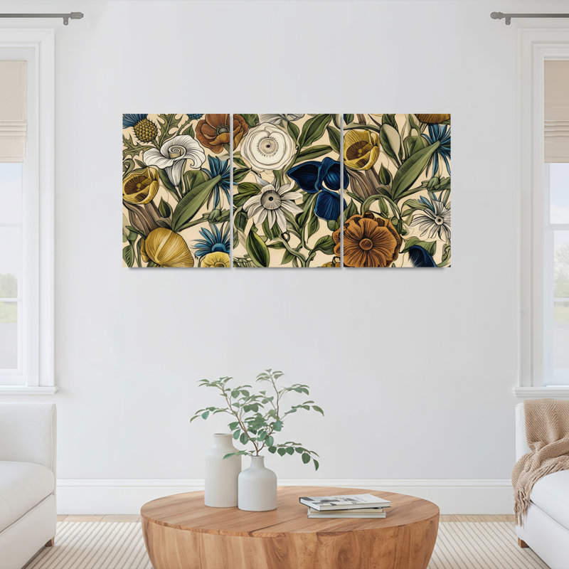 Ensemble de 3 tableaux sur toile à motifs floraux botaniques, pour la décoration du salon et de la chambre.