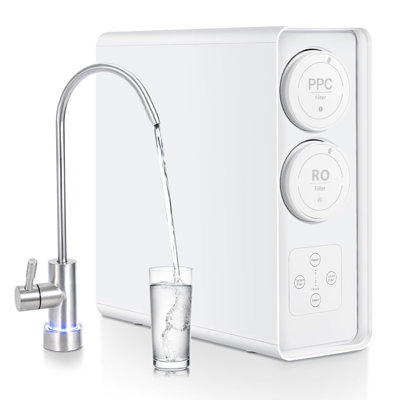 RO System 600 GPD, Under-Sink Tankless Reverse Osmosis Water Filter, 2:1 High Pure to Drain Water-Saving, Smart Faucet Reminder, Reduces TDS/PFOA/PFOS