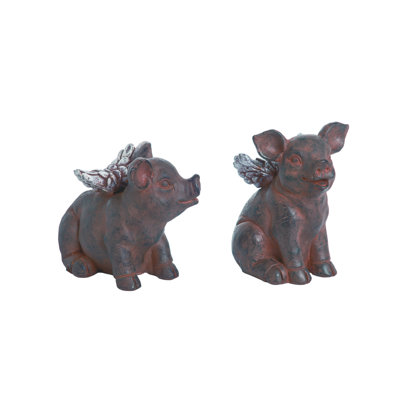  Ensemble de 2 figurines en résine 6,5 po Brown Spring Farmhouse