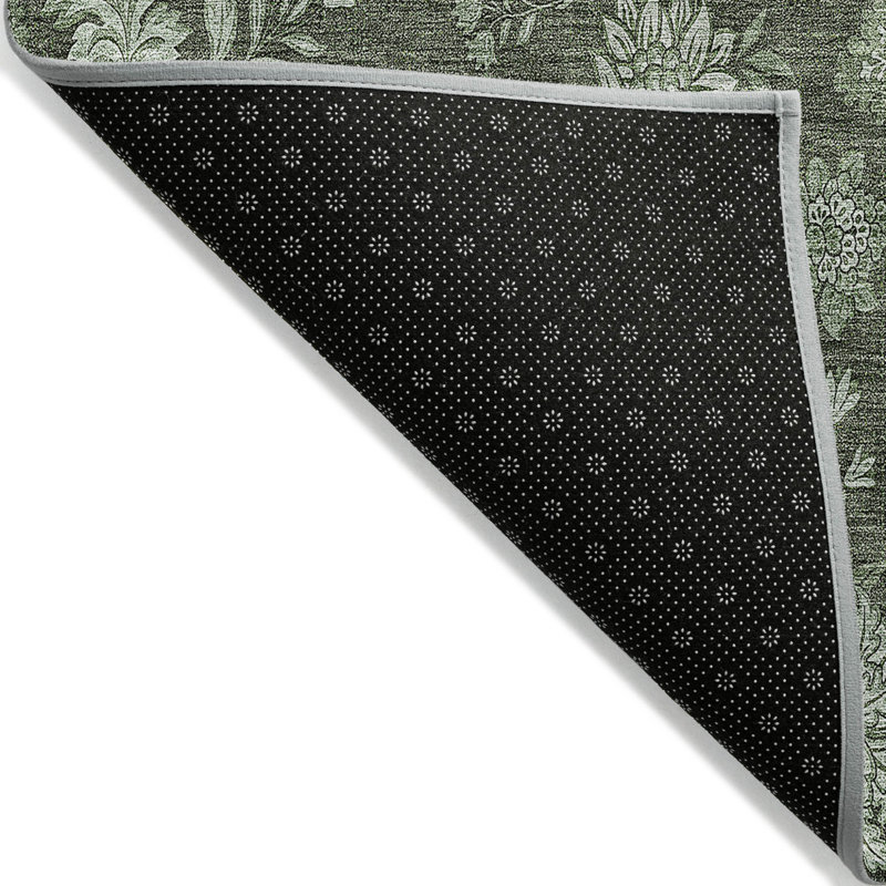 Tapis d'intérieur lavable floral vert olive et artichaut 3 pi x 5 pi HomeRoots