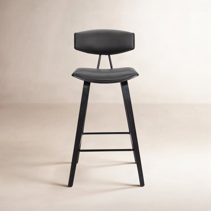 Tabouret de bar et de comptoir Bilgin Payton, Similicuir gris, Noir, noir, noir, noir
