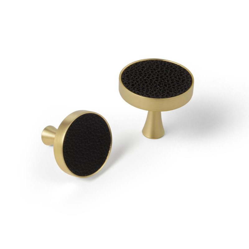 Boutons d'armoire garnis de cuir 1 1/5 po