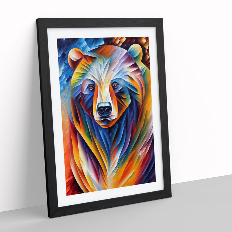 Portrait Of A Bear No.1 - Single Picture Frame Painting, 64cm H x 46cm W x 2cm D, Black Framed