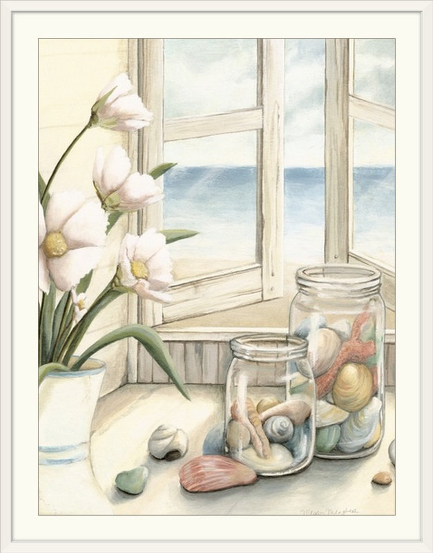 « view i », megan meagher, reproduction d’art Small Beach House, l 44 po x P 35 po x H 1 po, Cadre blanc