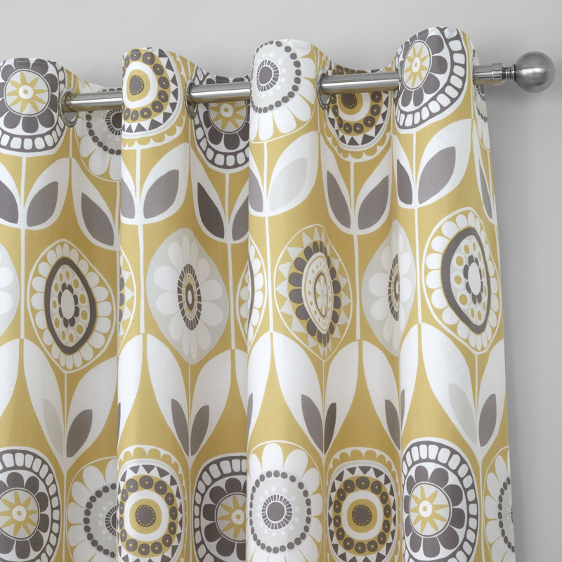 Annika Eyelet Room Darkening Curtains, Ochre