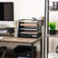  Organisateur de bureau en filet, 4 plateaux, 1 tiroir, porte-classeur, 2 porte-stylos, organisateur de bureau, filet métallique, noir