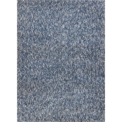 Tapis indigo / ivoire à poils longs tissé à la main Kinka