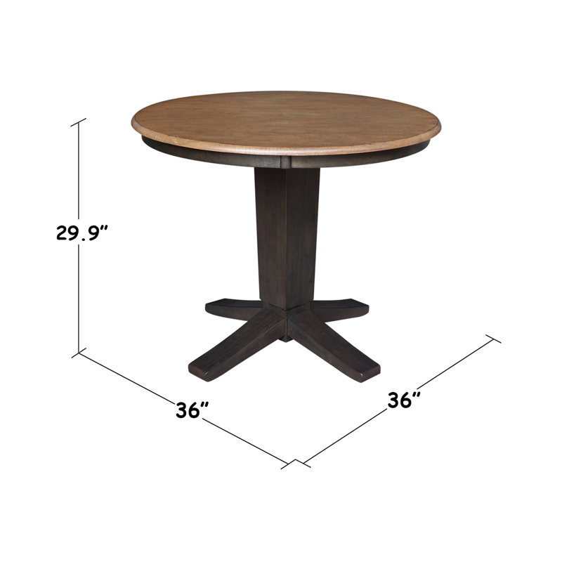 Table de salle à manger Grachan Ronund, H 29,9 po x L 36 po x l 36 po, Hickory / charbon délavé