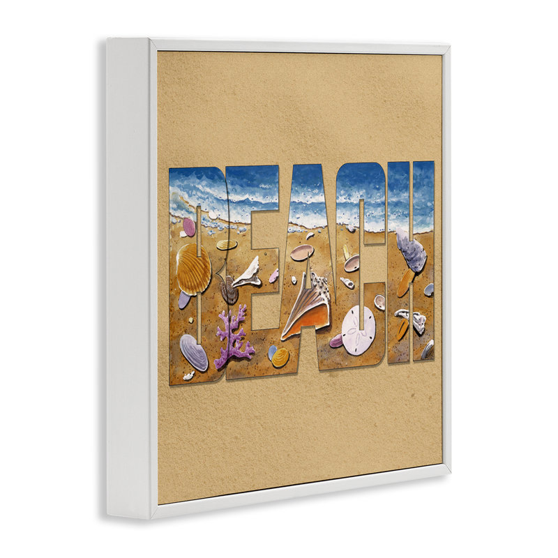 Beach Letters Outline, estampe numérique de Art Brands, LLC., Cadre blanc, H 12 po x l 12 po