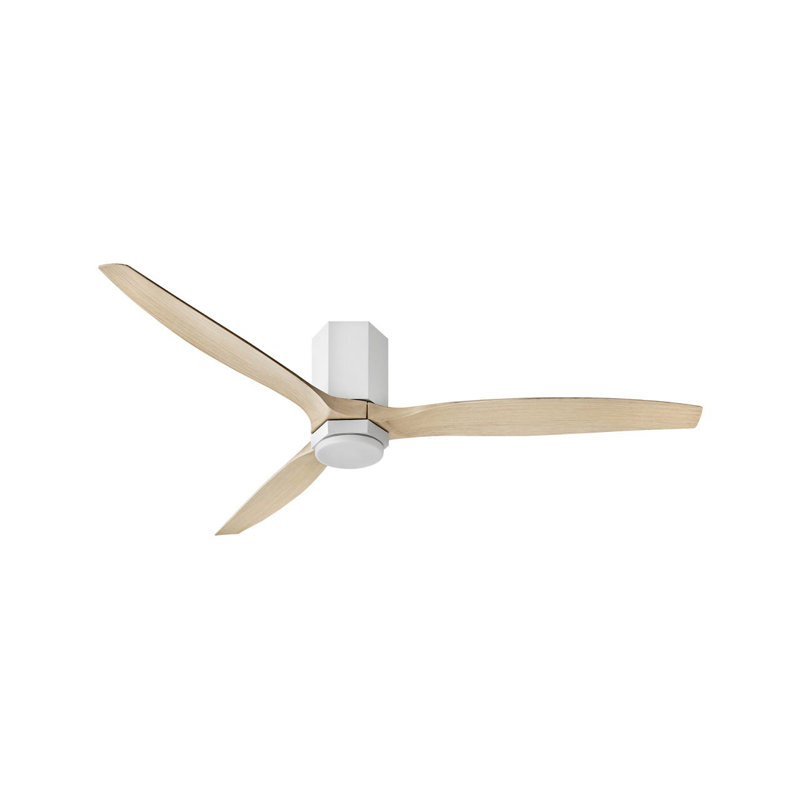 Brocken Ceiling Fan with LED Lights, Matte White/Natural, 60"