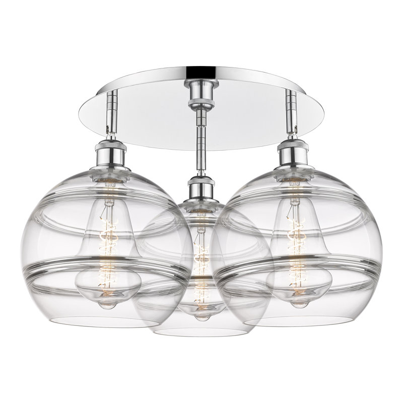 Chartoff Glass Semi Flush Mount, 12.63" H x 21.75" W x 21.75" D, Clear, Polished Chrome