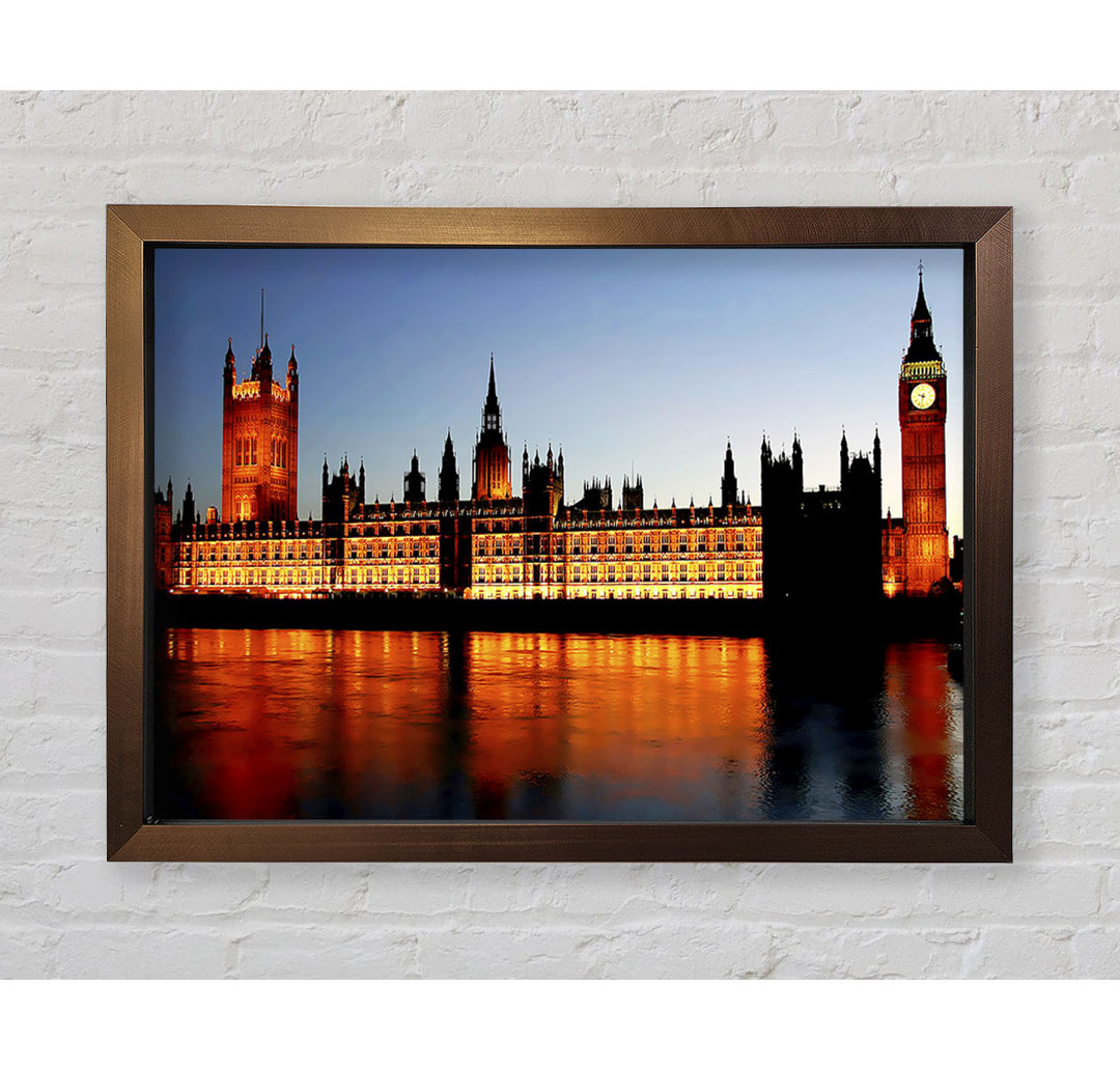 Gerahmtes Wandbild London Houses Of Parliament Reflections