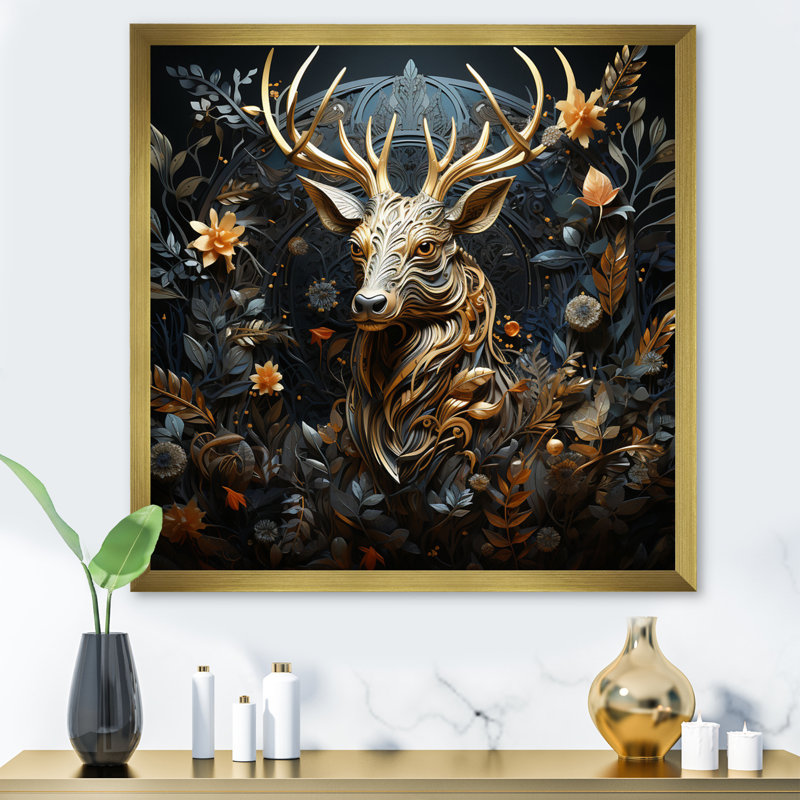 Deer Wonderers II sur impression sur toile, H 24 po x l 24 po x P 1 po, Cadre doré à une seule photo