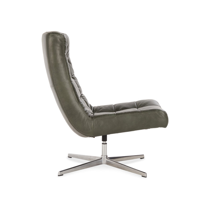 Porter Forest Green Leather Swivel Accent Chair