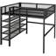 Lit mezzanine double en métal noir avec rangement - 4 tablettes pour une apparence de chambre à coucher soignée et un espace de bricolage efficace, polyvalent et moderne-1969925713-1969925712