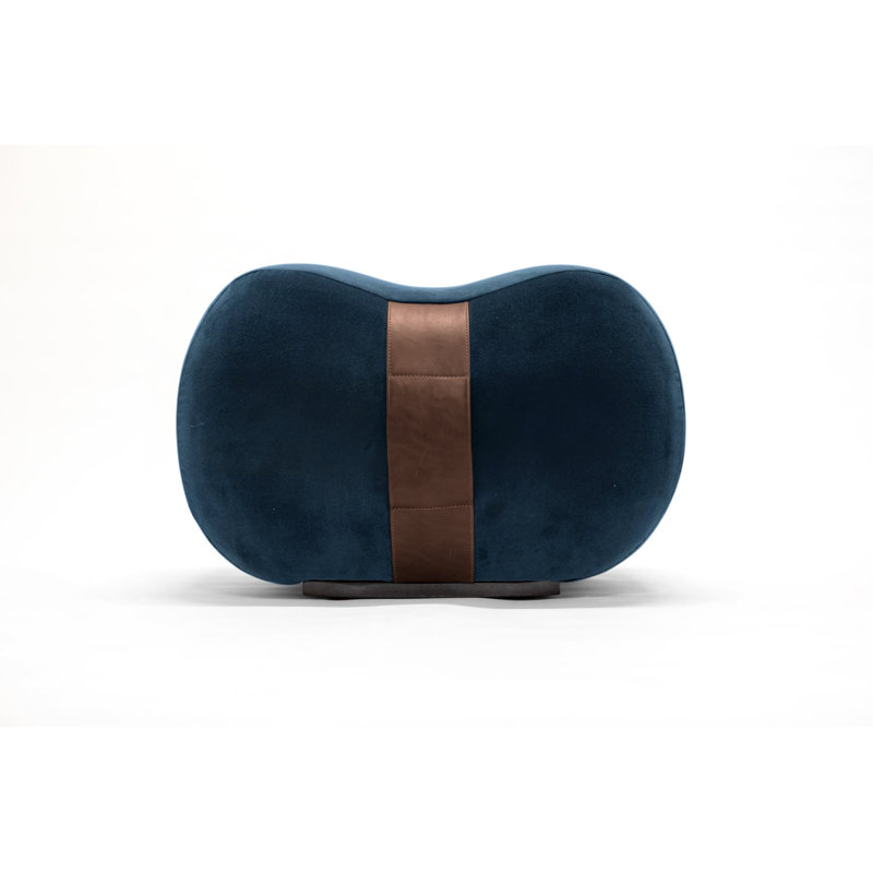 Milo Velvet Ottoman, Ocean/Creme Brulee Velvet