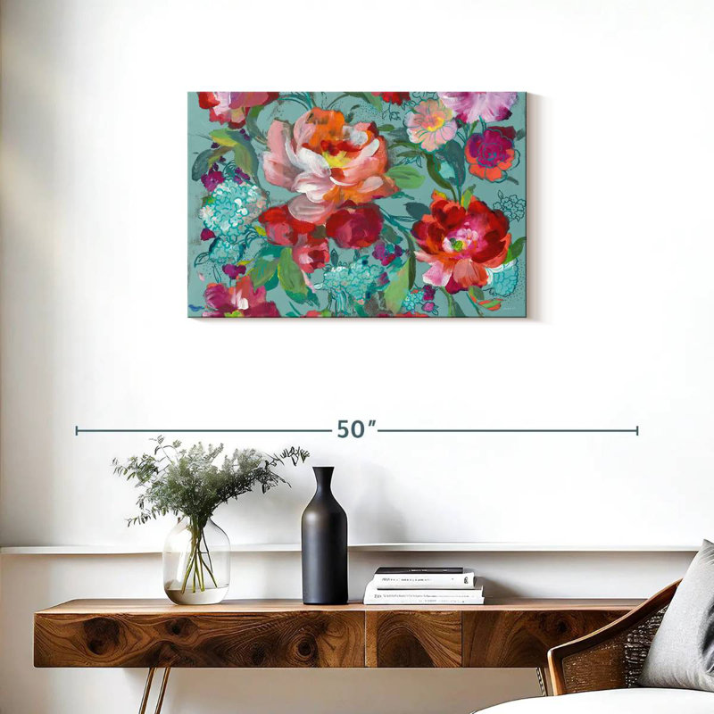 Harnek turquoise floral Medley, H 20 po x l 30 po