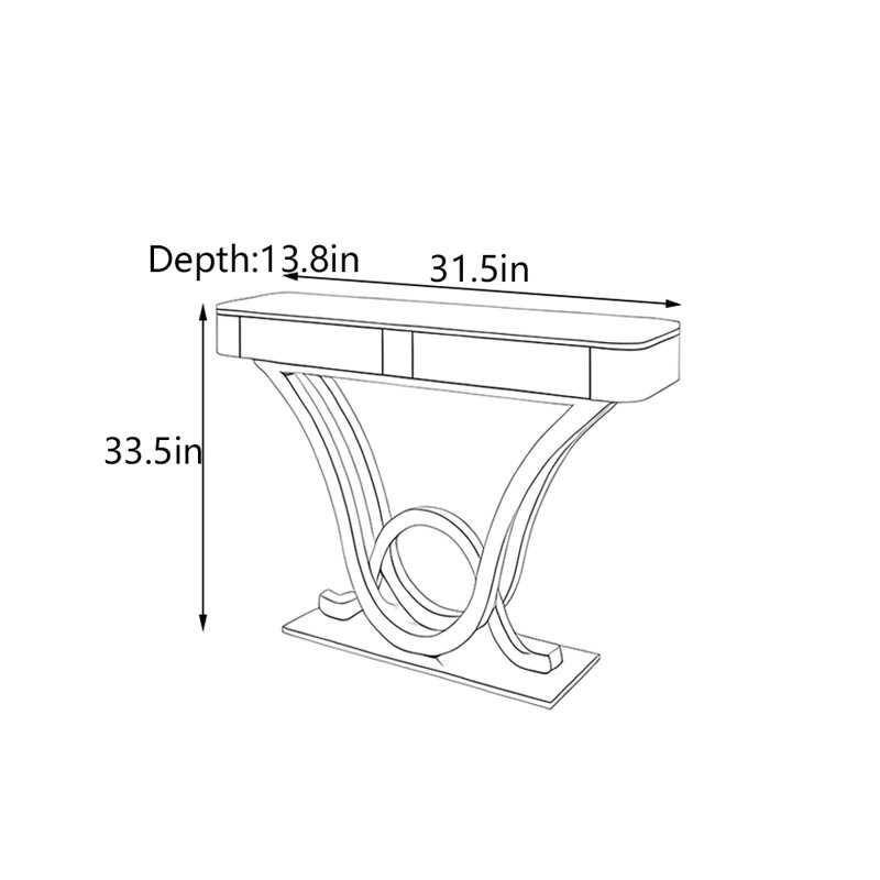 Italian  Luxury  Console Table, 33.5" H x 31.5" W x 13.8" D, Gold