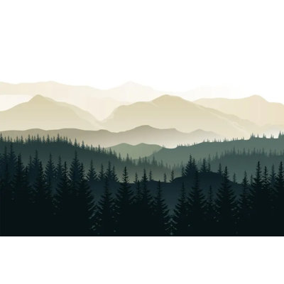 Murale de papier peint silhouette de forêt verte