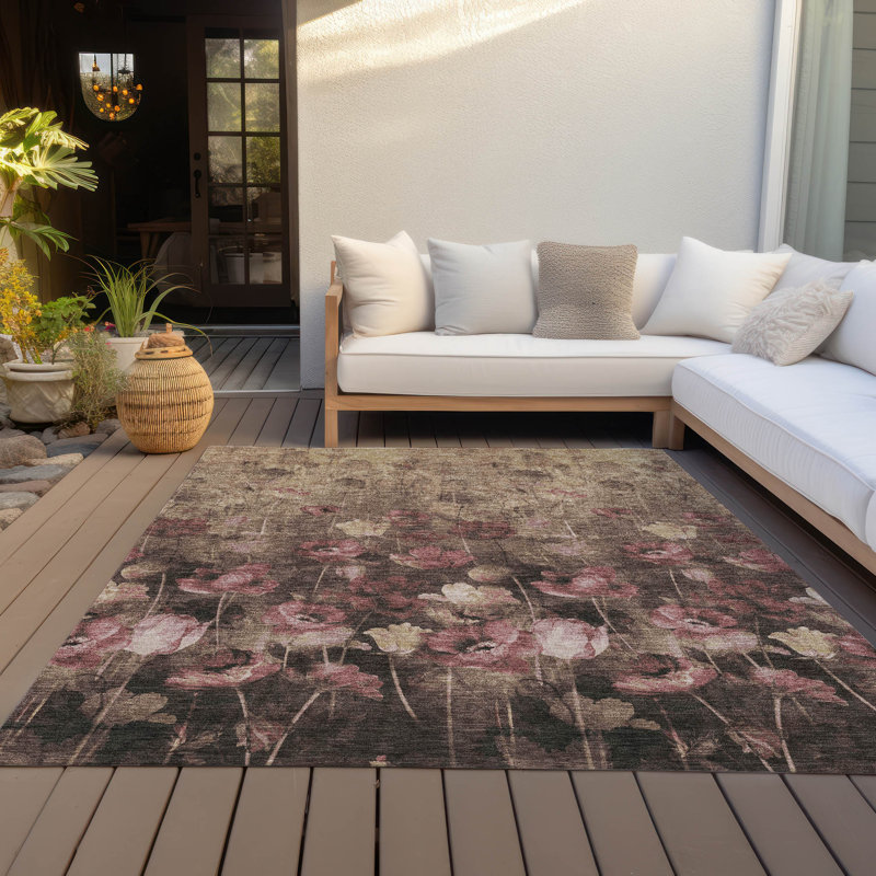 Tapis taupe lavable intérieur / extérieur Aurora , 5' x 7'6"