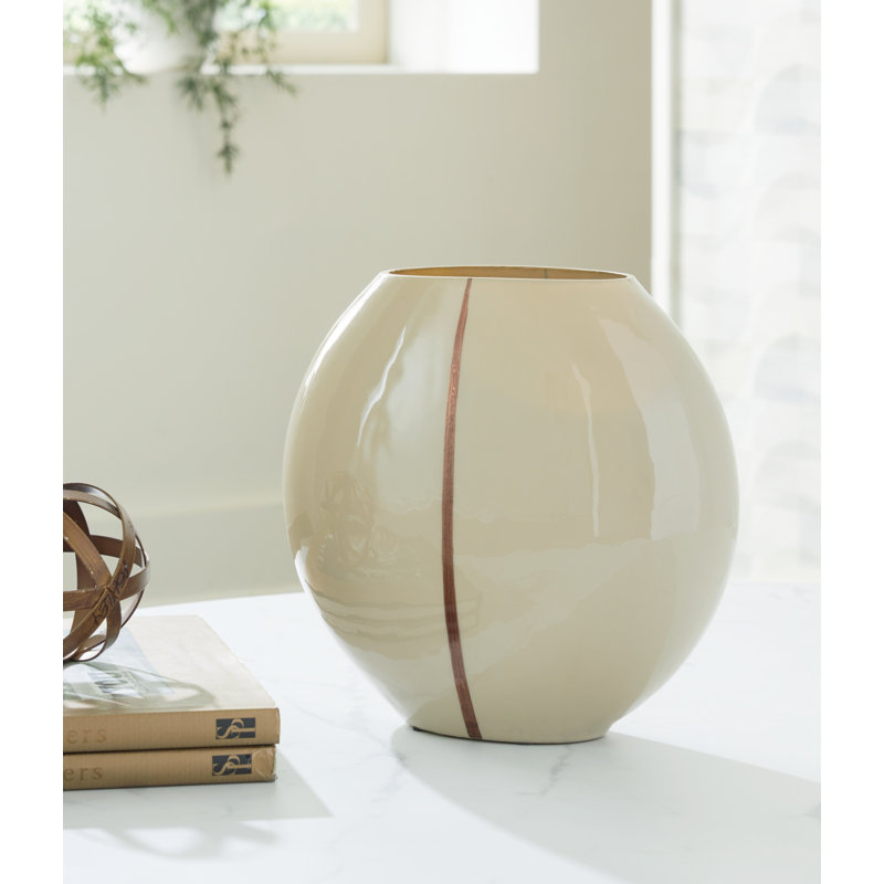 Contemporary Metallic Accent Glass Table Vase