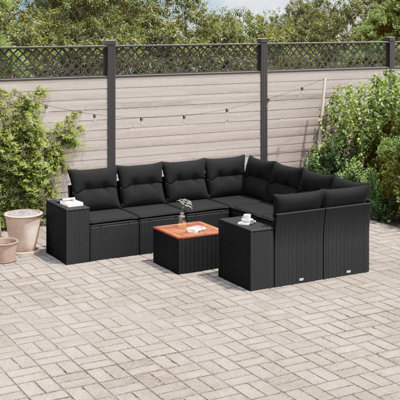  Ensemble de canapé de jardin noir