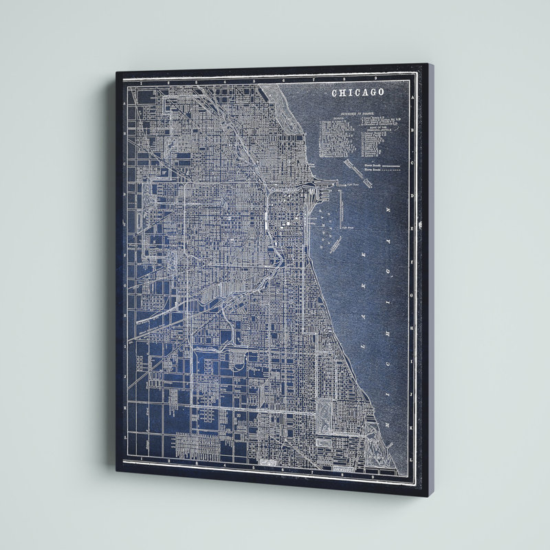 «Chicago Sketch Map», reproduction d'art graphique sur toile encadrée, H 16 po x l 20 po x P 1,5 po