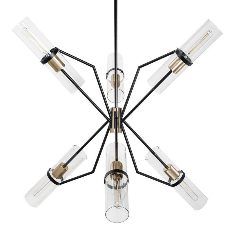 Eliana Mid-Century Modern Black and Brass Sputnik Chandelier