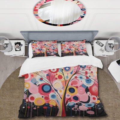 Fantasy Floral Pink And Blue Tree 2 - Tree African Duvet Cover Set