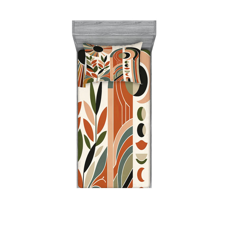 Drap-housse et taie décorative Ambesonne style Mid-Century beige beige et orange brûlé, Simple TG