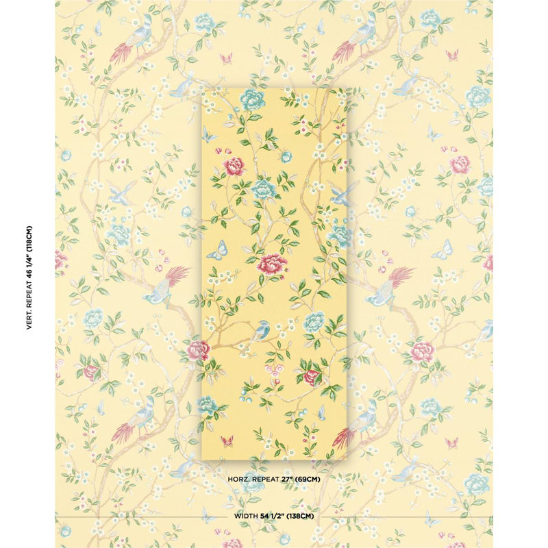 Georgia Vine Fabric, Soft Yellow