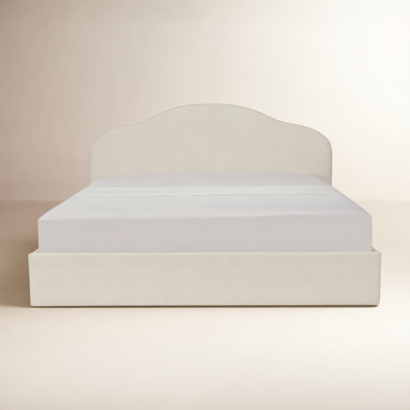 Maggie King Storage Bed Cream, Queen, Cream